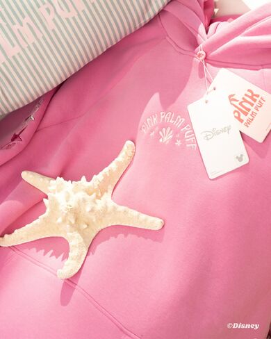 Pink Palm Puff "Under the Sea" Relaxed Hoodie in Seashell Pink in Kuwait