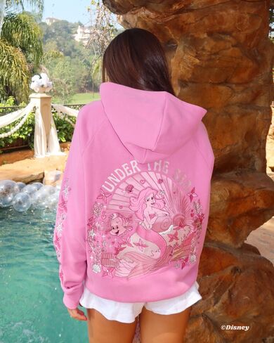 Pink Palm Puff "Under the Sea" Relaxed Hoodie in Seashell Pink in Kuwait