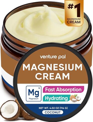 Venture Pal Topical Magnesium Cream, Fast-Absorbing Magnesium Moisturizing Lotion with Coconut Oil, Shea Butter & Hyaluronic Acid, Suitable for Kids in Kuwait