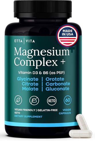 مركب جليسينات المغنيسيوم (7 في 1) 500 مجم مع D3 وB6 P5P - مزيج متعدد الأشكال مع الجليسينات والسيترات والمالات والتورات والغلوكونات والكربونات والأوروتات - يدعم النوم وصحة العضلات [خالٍ من الأكسيد] in Kuwait