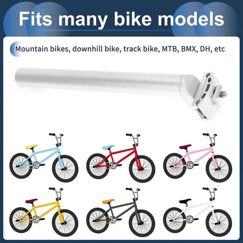 Bike Seat Posts 30.9x300mm Bike Saddle Post Seat Tube Aluminum Alloy Silver Tone Adjustable with Fixing Clip in Saudi Arabia
