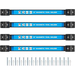 GREBSTK 12 IN Magnetic Tool Holder Strip Heavy Duty Magnetic Tool Bar Metal Tool Organizer Rack with Mounting Screws, 4PCS in Kuwait