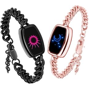 PULOMI Long Distance Touch Bracelets,Vibration & Light up Couples Bracelets, Remote Smart Matching Couples Bracelet for Lovers Long Distance Relationship Girlfriend Boyfriend Xmas Gifts Jewelry Sets in Kuwait