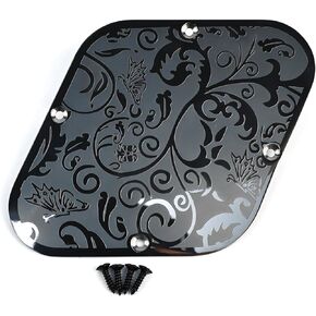 Stainless Steel LP Pick Guard Scratch Plate 2-Hole Mount Engraved Metal Electric Guitar Pickguard Compatible with Epiphone Epi Les Paul Style Guitar Replacement Parts(Black) in Kuwait