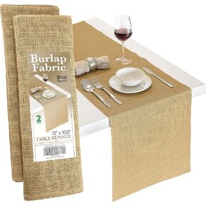 Burlap Table Runners, 13 x 108 Inch - 2 Pack Outdoor Rustic Jute Table Runner for Fall, Thanksgiving, Farmhouse Decor, Natural Color Edge in Kuwait