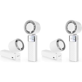 Portable Handheld Turbo Fan - Foldable Mini Fan with Air Turbo Tech, 1-199 Speed Adjustment, 20H Runtime, LED Display, Battery-Powered for Indoor/Outdoor Use, Dark Black in Kuwait