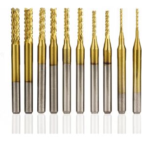 10pcs Carbide End Mill Cutter 0.5-3.175mm PCB Milling Cutter Set Nano Coated Carbide Corn End Mill for PCB Machine CNC Cutting Tool(10pcs 2.4mm) in Kuwait