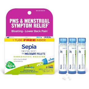 Boiron Sepia 30C Homeopathic Medicine for PMS and Menstrual Symptom Relief - Bloating and Lower Back Pain During Menstruation - 3 Count (240 Pellets) in Kuwait