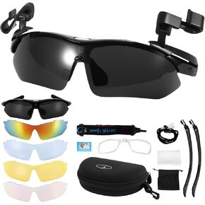 نظارات شمسية مستقطبة للاستخدام الخارجي، 3 في 1 نظارات شمسية يمكن ارتداؤها/مثبتة على الرأس، نظارات شمسية رياضية بمشبك للحماية من الأشعة فوق البنفسجية 400 مع 5 عدسات قابلة للتبديل لصيد الأسماك وركوب الدراجات والسفر والمشي لمسافات طويلة والتسلق in Kuwait