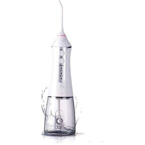Cordless Water Flosser 300ML Portable Water Flosser Teeth Cleaner, Rechargable Dental Oral Irrigator with 3 Modes, USB Charged, White in Kuwait