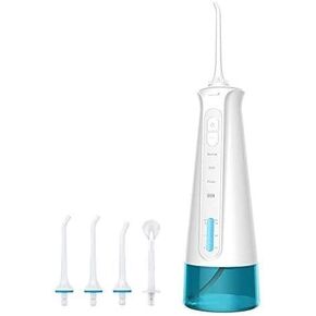 Portable Dental Oral Irrigator with 3 Modes, 6 Replaceable Jet Tips, Rechargeable Waterproof Teeth Cleaner for Home and Travel -300ml Detachable Reservoir (Color : White)(White) in Kuwait