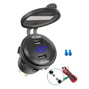 LENKRAD Golf Cart USB Charge Port Dual Quick Charge 3.0 USB Marine Outlet 12V/24V USB Outlet with Blue LED Volt Meter,Waterproof Rv USB Outlet,Multi Port Socket for Motorcycle Camper,etc. in Kuwait