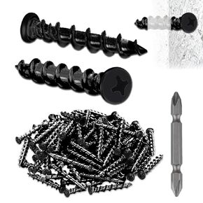Drywall Anchors with Screwdriver Bit Included, 1/4 x 1-1/2 Inch Black Coated Pan Head Alloy Steel, 100-Pack Heavy Duty Wall Anchors for Drywall, Wood & Masonry Materials in Kuwait