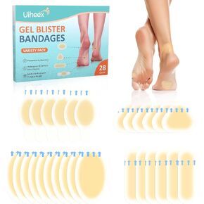 Gel Blister Bandages for Feet - Waterproof Adhesive Blister Pads - 28 Blister Patches for Blister Prevention - Hydrocolloid Bandages for Heel, Toe for Prevention & Recovery in Kuwait