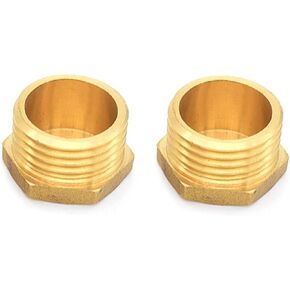Brass blanking cap,Hex brass cap, 2PCS Copper Male Thread Brass Pipe Hex Head End Cap Plug Fitting Coupler Connector Adapter(Female Plug,1/8Inch) in Kuwait