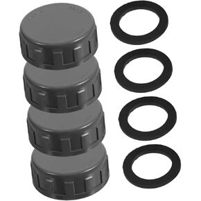 OUNONA 4Sets PVC Pipe Cap Fittings Threaded Connector with Dedicated Washer PVC Material for Reliable Sealing Various Plumbing Applications in Kuwait