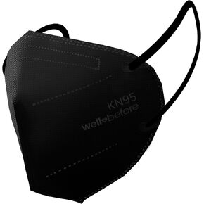 أقنعة الوجه KN95 10 حزمة (متوسطة ، أسود) الحماية ذات 5 طبقات بشكل فردي مع حلقة أذن مرنة مما يجعلها قناع وجه مريح ومريح in Kuwait