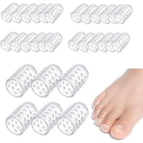 30PCS Silicone Anti-Friction Toe Protector Soft Clear Gel Breathable Toe Covers Unisex for Men and Women Dual Size Toe Sleeves for Corns Calluses Blisters and Ingrown Toenails in Saudi Arabia