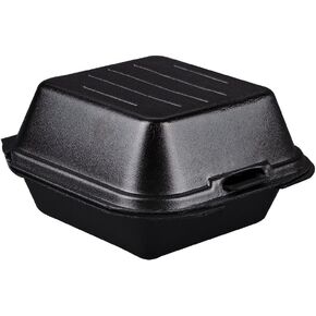 Genpak SN225-3L Black Foamed Hinged Lid Large Sandwich Container 5.6 X 5.75 X 3.26 | 500/Case in Kuwait