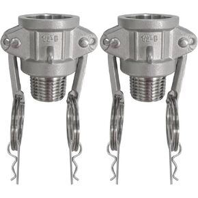 2 قطعة 304 الفولاذ المقاوم للصدأ نوع B تركيبات Camlock 2 "أنثى مقرنة ذكر NPT موصل الموضوع مع حلقة حشية مختومة لأنظمة السوائل الزراعية/الصناعية كام قفل كام الأخدود المناسب in Kuwait