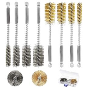 مجموعة فرش تجويف مكونة من 8 قطع - فرشاة سلكية طويلة من الفولاذ المقاوم للصدأ والنحاس 304 مع ساق سداسية و304 قلب ملتوي للأنبوب العميق والمنفذ والمحمل وتنظيف الفتحات الصغيرة، تناسب مثاقب الطاقة (3/8 بوصة 1/2 بوصة 3/4 بوصة 7/8 بوصة) in Kuwait