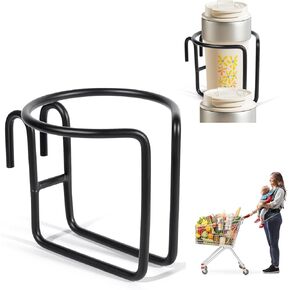 حامل أكواب عربة التسوق، حامل أكواب معلق لعربات التسوق، أسود، من الفولاذ المقاوم للصدأ لتعليق أكواب القهوة والمشروبات وأكواب مدببة وزجاجة الأطفال in Kuwait