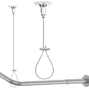 Shower Rod Ceiling Support Bracket 2-Pack – Anti-Sagging 304 Stainless Steel, 60" Adjustable Rust-Resistant, Fits Curved/L/U-Shaped Rods in Kuwait