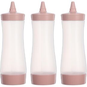 3 قطع زجاجات ضغط للصلصات، زجاجة ضغط بلاستيكية مع غطاء، صلصة، زيت، صلصة الخردل، موزعات الكاتشب لمطبخ الشواء والتخييم، وردي in Kuwait