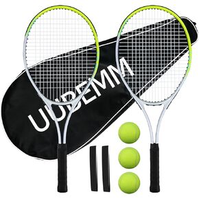 مجموعة مضارب تنس للبالغين، مضاربان مثبتان مسبقًا مقاس 27 بوصة، شريطان للإمساك، 3 كرات تنس، 1 حقيبة حمل، مثالية للمبتدئين وتدريب الطلاب in Kuwait