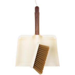 Hand Broom and Dustpan Set,Portable Small Dustpan and Brush Set with Sapele Wood Handle,Teeth Design,Compact Hangable Broom with Dustpan for Cleaning Desktops Kitchen Sofa Pet Hair,Beige in Saudi Arabia