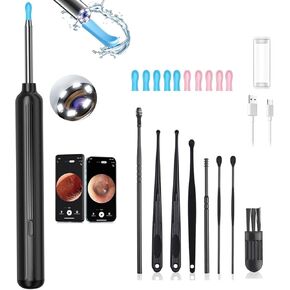 إزالة شمع الأذن، كاميرا أداة إزالة شمع الأذن مع 1080 بكسل و6 مصابيح LED، منظف الأذن مع 10 نصائح بديلة، مجموعة إزالة شمع الأذن مع كاميرا و7 قطع من أدوات الأذن لأجهزة Android/iOS in Kuwait