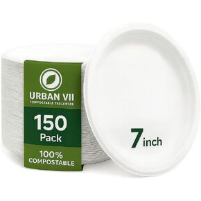 10-Inch Compostable Paper Plates [250-Pack] – Heavy-Duty Disposable Bagasse (Sugarcane Fiber) Plates, Eco-Friendly Biodegradable Dinnerware, Microwave-Safe & Leak-Proof (125, 10 Inch) in Saudi Arabia
