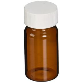 JG Finneran 9A-121 Amber Borosilicate Glass Standard VOA Vial with White Polypropylene Solid Top Closure and PTFE Lined, 24-400mm Cap Size, 20mL Capacity (Pack of 72) in Kuwait