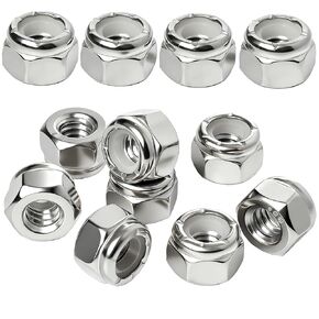 1/4-20 Lock Nut Nylon Insert Hex Locknuts Locking Hex Nuts 304 Stainless Steel 60pcs in Kuwait