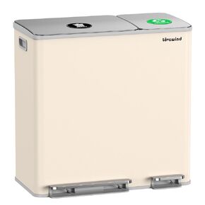Lovewind Dual Trash and Recycling Bins for Kitchen, 13+6 Gallon Stainless Steel Garbage and Recycle Bin Combo for Large Families, Dual Trash Can with Soft Close Lid & Magnetic Stickers, Brown in Saudi Arabia