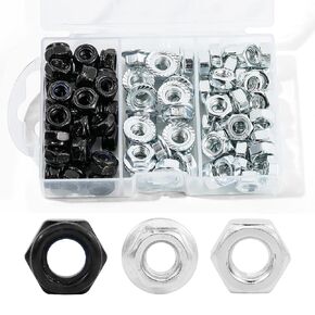 95 قطعة صامولة M6، صامولة قفل نايلون مطلية بالزنك الأسود، صامولة قفل سداسية مترية بحافة مسننة (M6-1.0 مم) in Kuwait