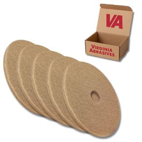 Virginia Abrasives 17" Tan Floor Maintenance Pads – Light Buffing, Scrubbing, Non-Woven, Thick Replacement Pads for Orbital Machines, 5-Pack in Kuwait