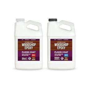Stone Coat Woodshop Epoxy Flood Coat, 1 Gallon Kit - Crystal Clear, Food-Safe, Low VOC, UV-Resistant Epoxy Resin, High Gloss Protective Finish for Wood Tables, Bar Tops, Countertops, and Crafts in Kuwait