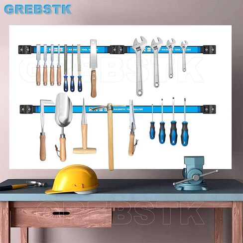 GREBSTK 12 IN Magnetic Tool Holder Strip Heavy Duty Magnetic Tool Bar Metal Tool Organizer Rack with Mounting Screws, 4PCS in Kuwait