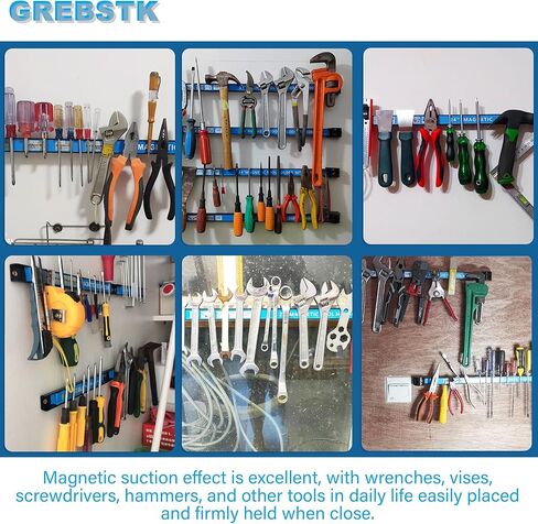 GREBSTK 12 IN Magnetic Tool Holder Strip Heavy Duty Magnetic Tool Bar Metal Tool Organizer Rack with Mounting Screws, 4PCS in Kuwait