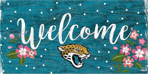 لافتة ترحيب بالزهور من Fan Creations NFL Jacksonville Jaguars للجنسين Jacksonville Jaguars، لون الفريق، 6 × 12 in Saudi Arabia