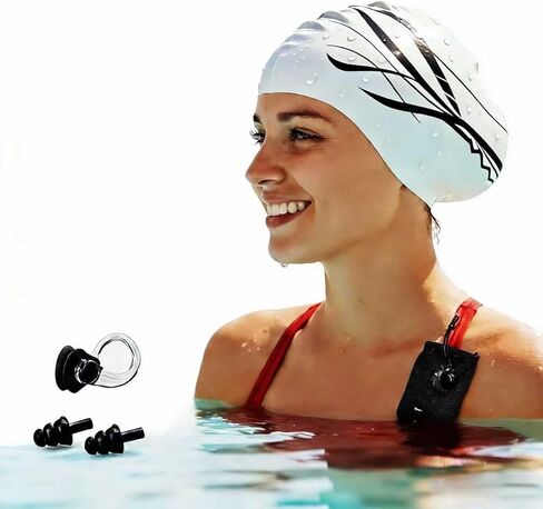 قبعة سباحة كبيرة جدًا من السيليكون للشعر الطويل - خالية من الرائحة مع حماية ثلاثية الأبعاد للأذن، غير قابلة للانزلاق مناسبة تمامًا للنساء والرجال البالغين in Kuwait