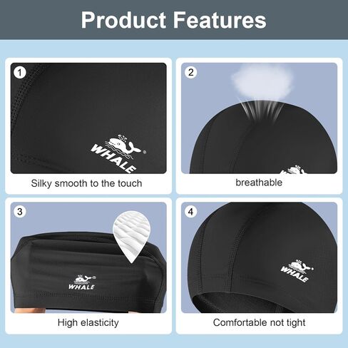 Swim Cap - Satin-Lined High Elasticity - Breathable Comfort Large Unisex Swim Cap, Suitable for Short and Long Hairstyles (2-Pack) in Saudi Arabia