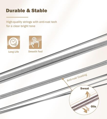 Banjo Strings 5 string Set Light Loop End, Vacuum-Sealed Packing Long Life, 5 String Banjo Strings Set - 70/30 Phorsphor Bronze, Hex Carbon Steel Core, Light Gauge, 9-20 in Kuwait