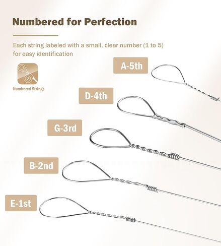 Banjo Strings 5 string Set Light Loop End, Vacuum-Sealed Packing Long Life, 5 String Banjo Strings Set - 70/30 Phorsphor Bronze, Hex Carbon Steel Core, Light Gauge, 9-20 in Kuwait