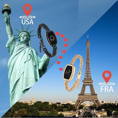 PULOMI Long Distance Touch Bracelets,Vibration & Light up Couples Bracelets, Remote Smart Matching Couples Bracelet for Lovers Long Distance Relationship Girlfriend Boyfriend Xmas Gifts Jewelry Sets in Kuwait