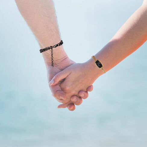 PULOMI Long Distance Touch Bracelets,Vibration & Light up Couples Bracelets, Remote Smart Matching Couples Bracelet for Lovers Long Distance Relationship Girlfriend Boyfriend Xmas Gifts Jewelry Sets in Kuwait