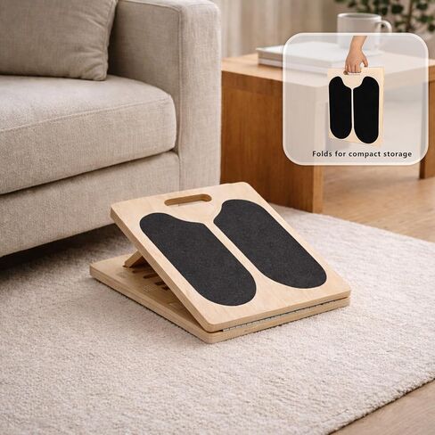 2-in-1 Slant & Balance Board, Wobble Board With Adjustable Incline Calf Stretcher & Ankle Mobility Trainer, Wooden Physical Therapy Equipment for Stability Training, Home Gym in Saudi Arabia