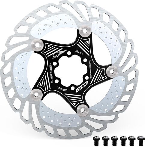 RACEDUE IIIPRO AR68 140mm 160mm 180mm 203mm Floating Bike Disc Brake Rotor with 6 Bolts, Mountain Bike MTB Stainless Steel Aluminum Alloy Bicycle Disc Brakes Rotors for Road Bike/Ebike/BMX (Black) in Saudi Arabia