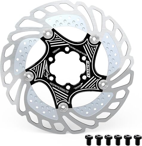 RACEDUE IIIPRO AR68 140mm 160mm 180mm 203mm Floating Bike Disc Brake Rotor with 6 Bolts, Mountain Bike MTB Stainless Steel Aluminum Alloy Bicycle Disc Brakes Rotors for Road Bike/Ebike/BMX (Black) in Saudi Arabia